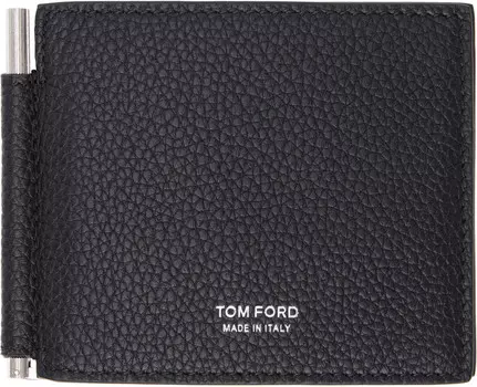 Кошелек с зажимом для денег из зернистой кожи TOM FORD, черный