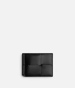 Кошелек с зажимом для купюр в виде кассеты Bottega Veneta, черный