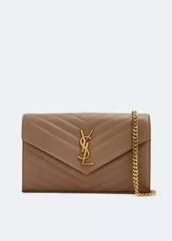 Кошелек SAINT LAURENT Cassandre chain wallet, коричневый