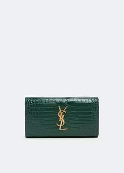 Кошелек SAINT LAURENT Cassandre large flat wallet, зеленый