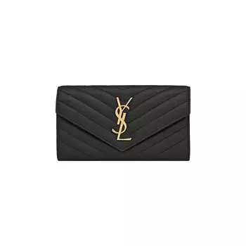Кошелек Saint Laurent Cassandre Matelass Large Flap Wallet, цвет Noir