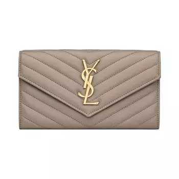 Кошелек Saint Laurent Large Flap Wallet, цвет Greyish Brown
