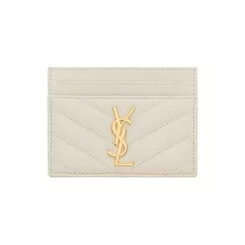 Кошелек Saint Laurent Logo Plaque Cardholder, цвет Vintage White