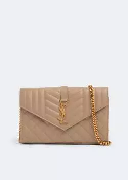 Кошелек SAINT LAURENT Monogram chain wallet, бежевый