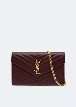 Кошелек SAINT LAURENT Monogram chain wallet, бордовый