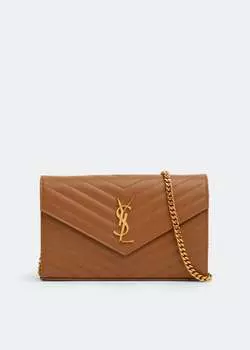 Кошелек SAINT LAURENT Monogram chain wallet, коричневый