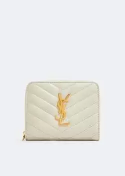 Кошелек SAINT LAURENT Monogramme compact zip wallet, белый