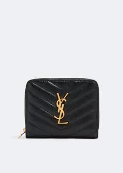 Кошелек SAINT LAURENT Monogramme compact zip wallet, черный