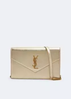 Кошелек SAINT LAURENT Monogramme envelope chain wallet, золотой