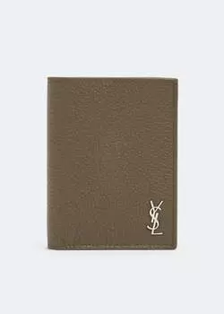 Кошелек SAINT LAURENT Tiny Cassandre card wallet, зеленый