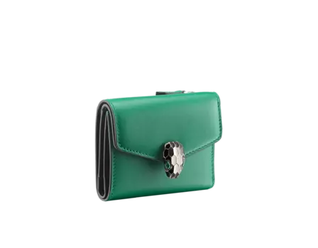 Кошелек Serpenti forever тройного сложения Bvlgari, зеленый