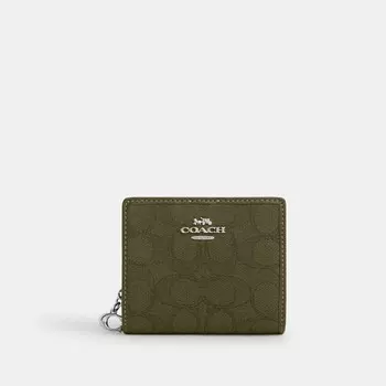 Кошелек Snap COACH, цвет silver/olive drab/olive drab