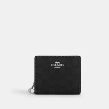 Кошелек Snap COACH, серебряный/черный