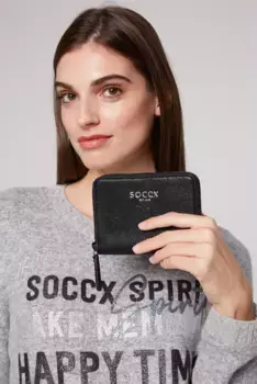 Кошелек SOCCX, тисненый логотип, черный