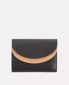 Кошелек среднего размера из телячьей кожи наппа черного цвета с двойным клапаном Dudu, черный