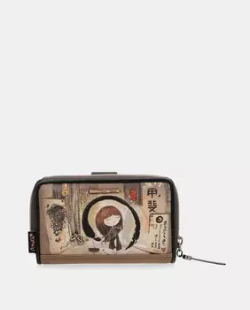 Кошелек среднего размера с разноцветным фантазийным принтом и клапаном Anekke, мультиколор