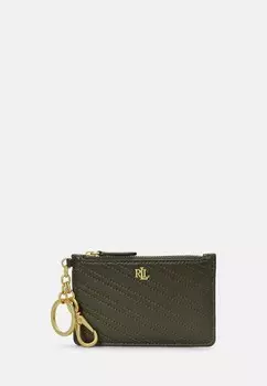 Кошелек STITCHED NAPPA LEATHER ZIP CARD CASE Lauren Ralph Lauren, оливковый