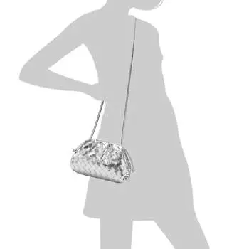 Кошелек/сумка на плечо/клатч Tiffany & Fred из цельнозерновой кожи, серебро