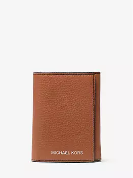 Кошелек тройного сложения из шагреневой кожи Cooper Michael Kors, коричневый