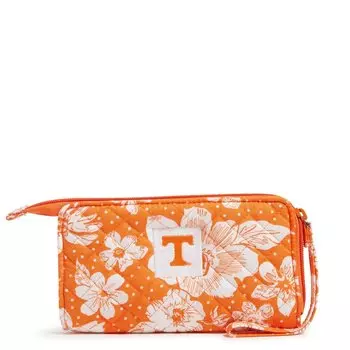 Кошелек Vera Bradley Cotton Collegiate Front Zip With Rfid Protection, оранжевый/белый