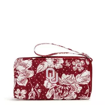 Кошелек Vera Bradley Cotton Collegiate Front Zip With Rfid Protection, темно-красный/белый