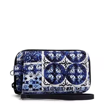 Кошелек Vera Bradley Cotton Smartphone With Rfid Protection, темно-синий/белый