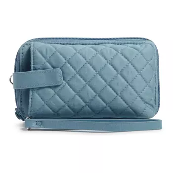 Кошелек Vera Bradley Cotton Smartphone With Rfid Protection, стеганый голубой