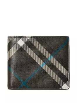 Кошелек в два сложения с узором в клетку Burberry, черный