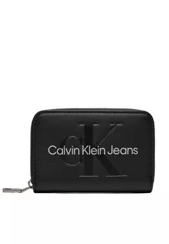 Кошелек женский Calvin Klein Jeans на молнии с логотипом бренда, черный