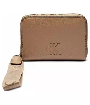 Кошелек женский Calvin Klein Jeans с монограммой на молнии, бежевый
