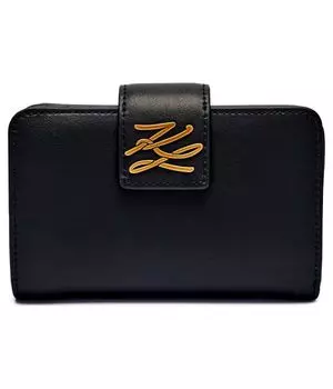 Кошелек женский Karl Lagerfeld k/autograph кожаный с монограммой, черный