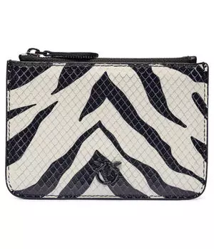 Кошелек женский Pinko кожаный с зебриным принтом, черный