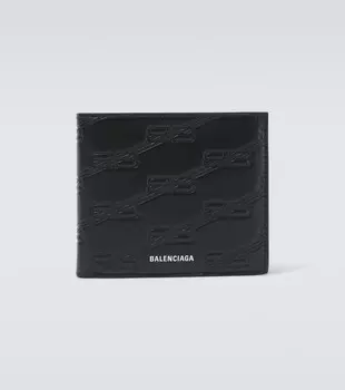Кошелёк BB с тиснением бифолд Balenciaga, черный