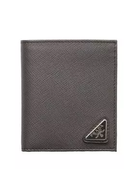 Кошелёк из кожи Saffiano Prada, серый