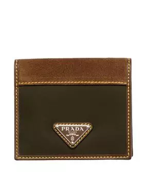 Кошелёк из переработанного нейлона и кожи Prada, зеленый