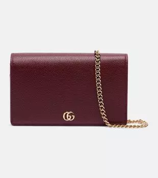 Кошелёк на цепочке GG Marmont из кожи Gucci, Rosso Anc/Mill. Pink