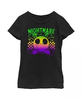 Кошмар перед Рождеством для девочек EST. Детская футболка Neon Rainbow Jack 1993 года Disney, черный