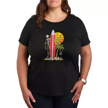 Кошмар перед Рождеством Джек Скеллингтон плюс размер футболка с изображением доски для серфинга Disney, черный