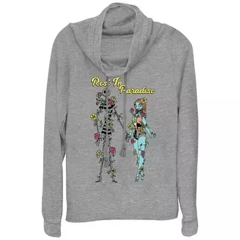 «Кошмар перед Рождеством» от Disney «Джек Скеллингтон и Салли отдыхают в раю», большие размеры, с воротником-хомутом, с рисунком, легкий, с длинным рукавом, цвет Gray Heather