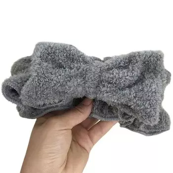 Косметическая серая повязка для волос с бантиком Magboss