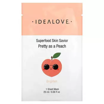 Косметическая тканевая маска для лица Idealove персик, 1 шт