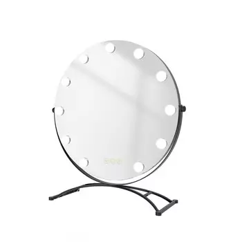 Косметическое зеркало круглое с подсветкой Emke, черный