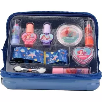 Косметичка Ariel, готовая к путешествию. Универсальный подарочный набор для макияжа с мерцающими кремовыми палитрами. Губные помады и лаки для ногтей для детей. Образ принцессы. Аксессуары в комплекте., Lip Smacker