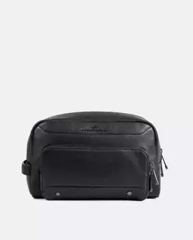 Косметичка из натуральной кожи с натуральной фактурой Bellido, черный