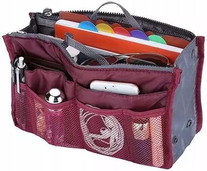 Косметичка-органайзер для женской сумочки Tunis, бордовый, Pozostali producenci, бордовый