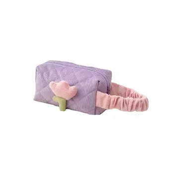 Косметичка с мотивом «Тюльпан», стеганая, продолговатая, фиолетовая KS101Wz3 Inna Marka
