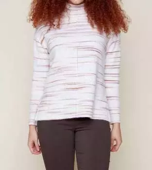 Космический окрашенный свитер с воротником-стойкой в бежевом цвете Combo Renuar