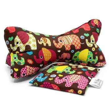 Кость для чтения, включая подушку из вишневого камня «Слон коричневый», 30 x 14 см, книжная подушка, подушка для шеи, дорожная подушка, мягкая подушка Landwiesen Strickerei