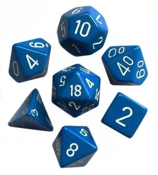 Кости РПГ 7 шт. Синие белые Chessex + коробка, настольная игра.