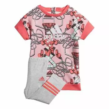 Костюм Adidas Baby Girl's, серый/красно-оранжевый